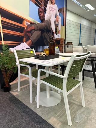 Tuinset Jim 2 stoel 1 tafel wit, groen
